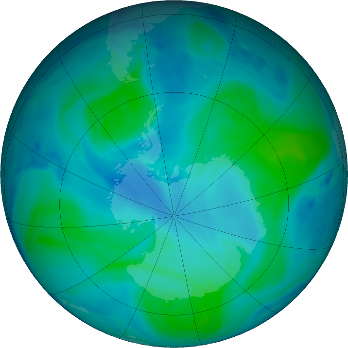Antarctic ozone map for 24 January 2023